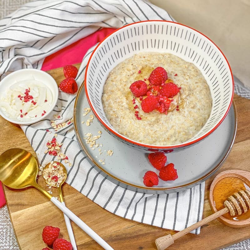Coconutty, Peanut Buttery Porridge with Raspberry