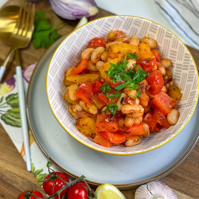 Summery Greek Roasted White Beans